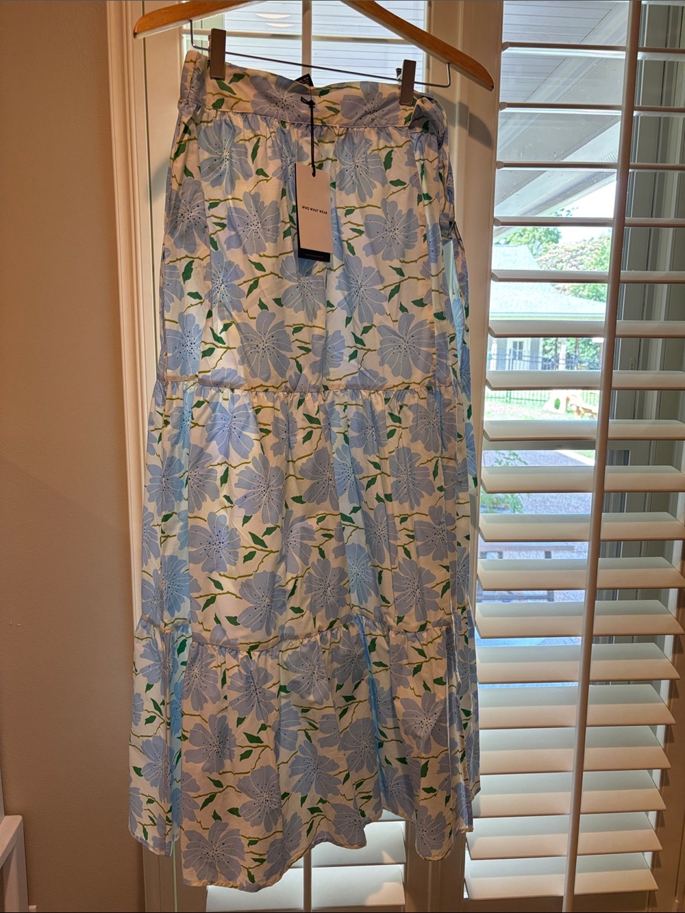Who What Wear Blue Floral Tiered Maxi Skirt